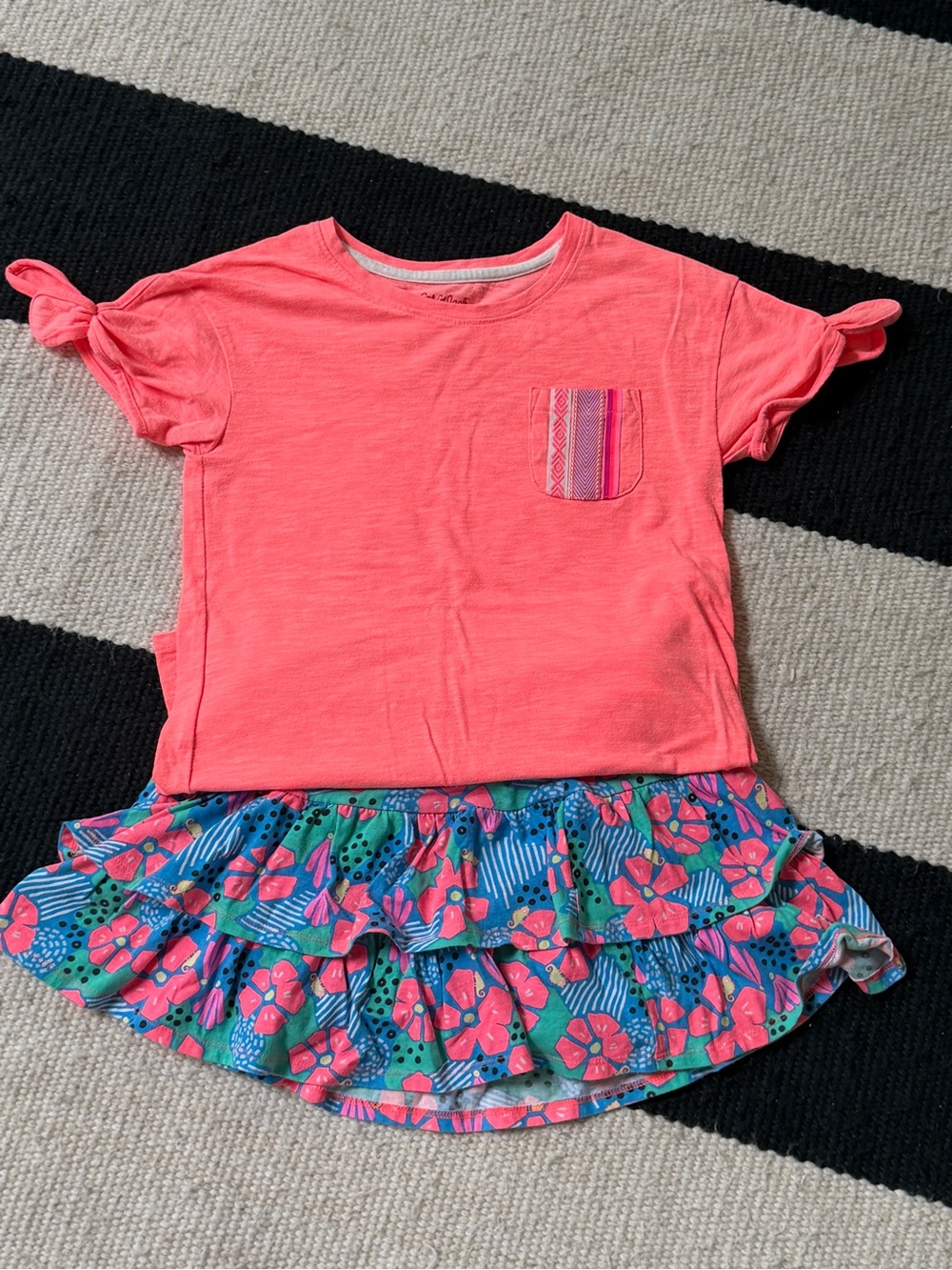 Cat & Jack Girls 3-Piece Neon Outfit Bundle | Tee + 2 Skorts | Size L (10/12)